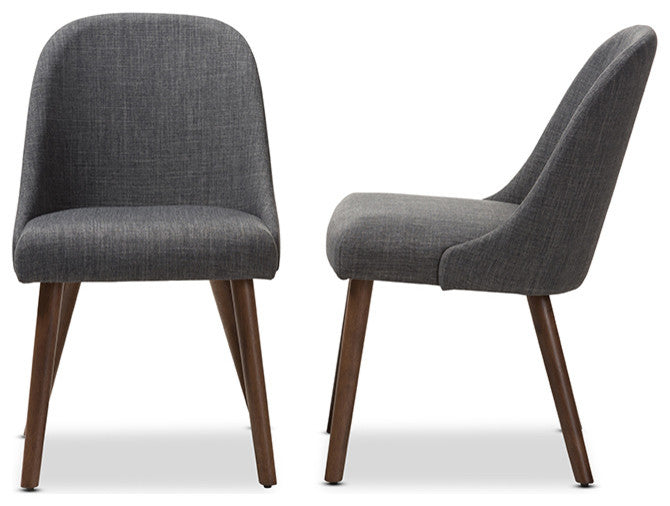 Cody Dark Gray Upholstered Walnut Wood Dining Chair, Set of 2