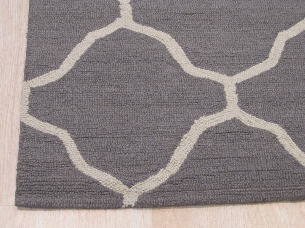 Gray Traditional Trellis Moroccan Area Rug