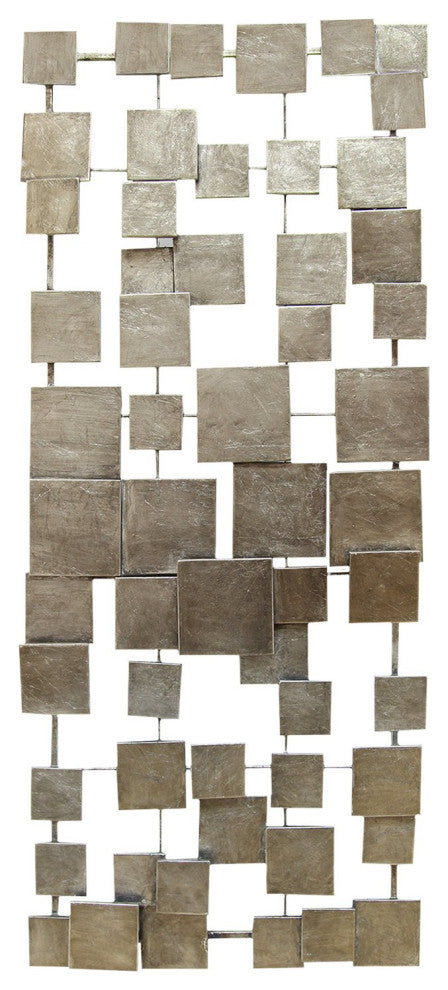HomeRoots Silver Geometric Tiles Metal Wall Decor