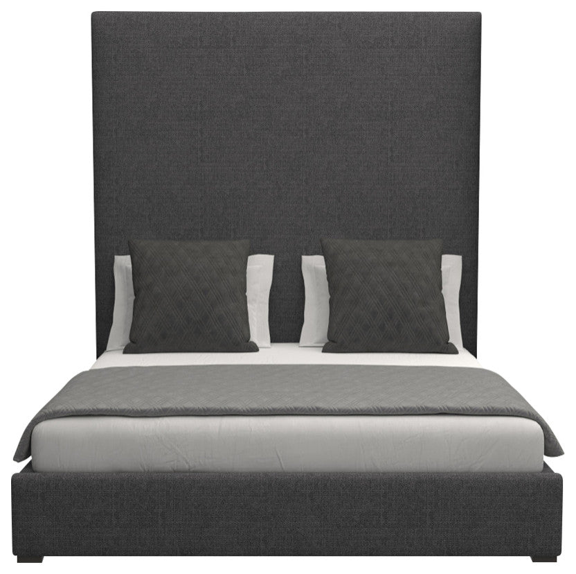 Nativa Interiors Moyra Plain Bed, Charcoal, Queen, Headboard: High