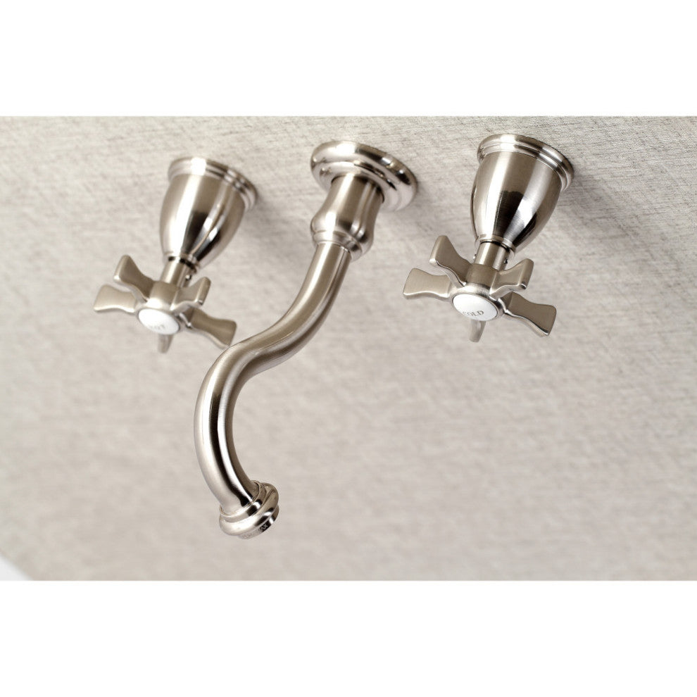 Kingston Brass KS3128NX Two-Handle Wall Mount Bathroom Faucet, Brushed Nickel