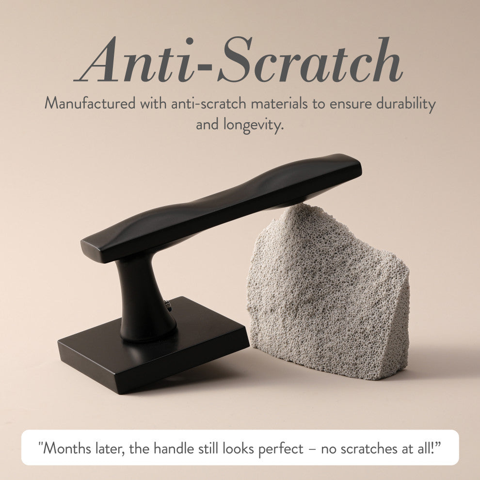 Modern Heavy Duty Designer Interior Door Lever - Essex Collection, Matte Black, Privacy Left Hand