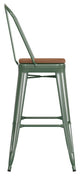 Kai Commercial Grade 30" High Indoor-Outdoor Counter Stool w/Removable Back, Green/Teak