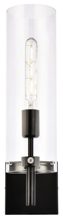 Seren 1-Light Wall Sconce, Black/Clear