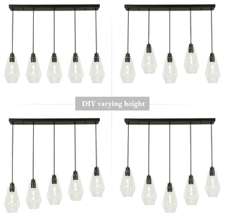 LNC Astralithos 5-Light Black Modern Clustered Kitchen Island Pendant Light