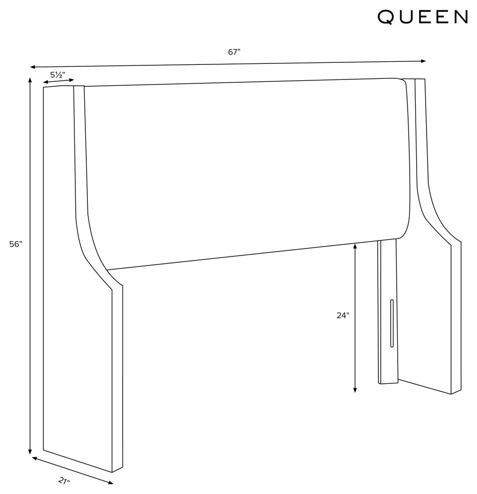 Fully Upholstered Wingback Headboard, Zuma Navy, Queen