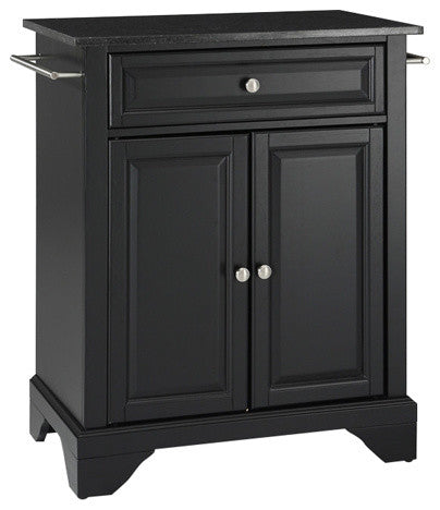 LaFayette Solid Black Granite Top Portable Kitchen Island