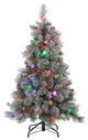 4.5Ft Pre-Lit Flocked Pine With Ornaments and G40 Multi-Colored LED Glass Bulbs