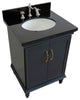 25" Single Vanity, Dark Gray Finish With Black Galaxy And Oval Sink