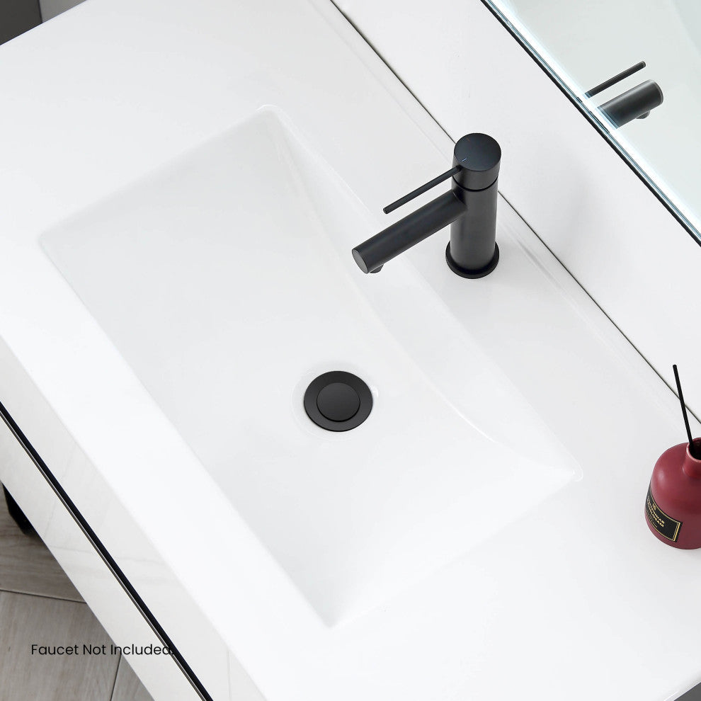 Bathroom Sink Pop Up Drain Stopper, 12" Tailpiece With Overflow KPW104, Matte Black
