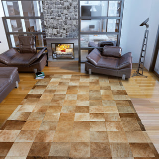 Cowhide Patchwork Rug, Ares, Shiitake, 9' X 12'