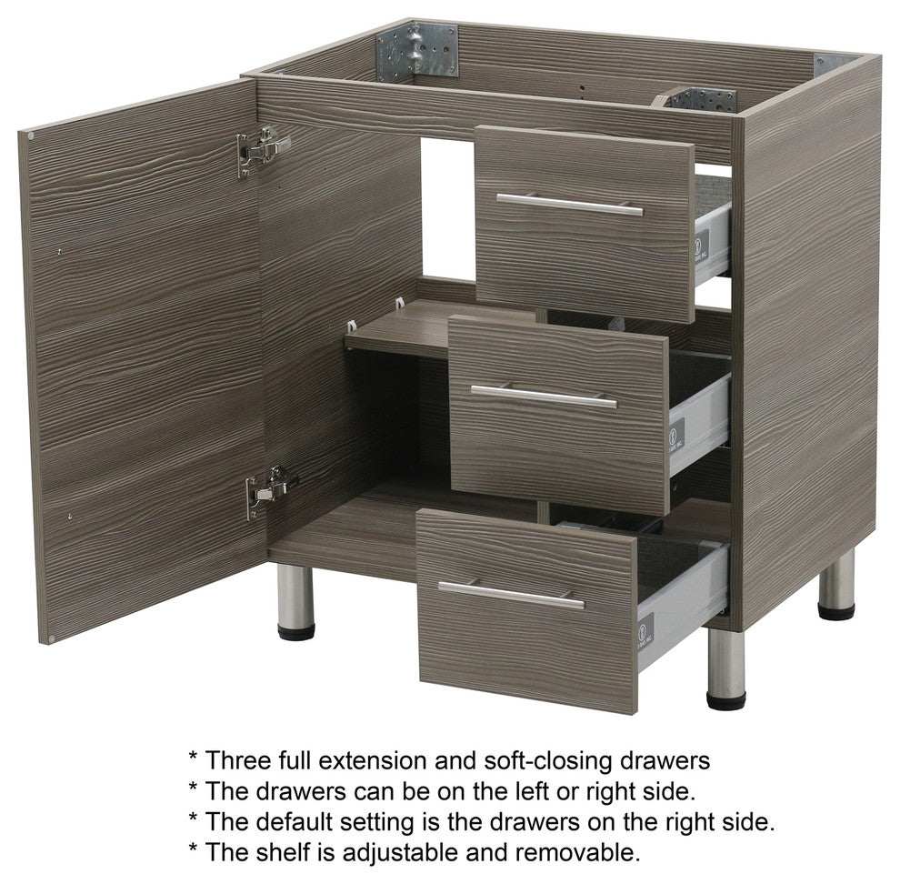 Windbay 30" Free Standing Vanity, Taupe Grey, White Stone Countertop