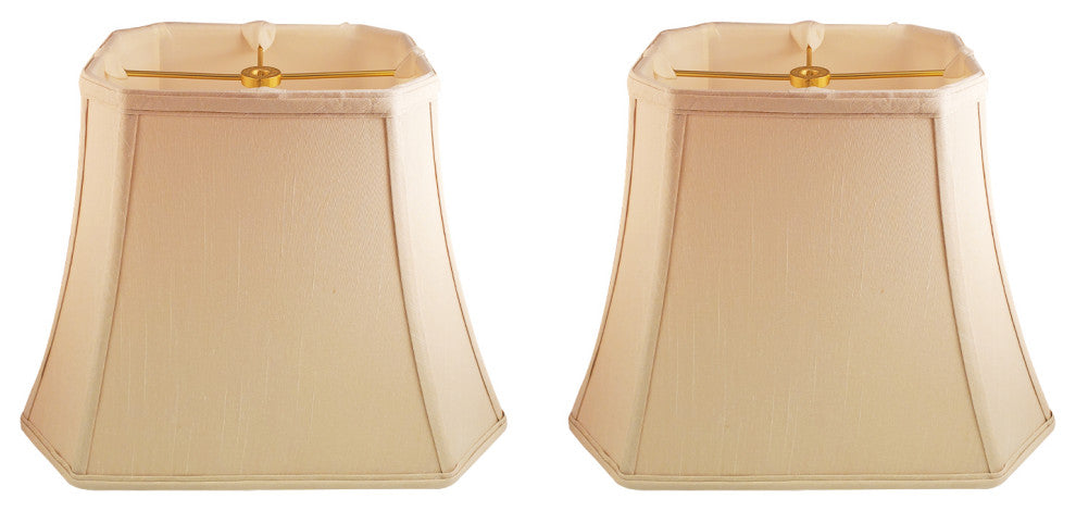 Royal Designs Rectangle Cut Corner Lamp Shade, Beige, (6x8)x(9x14)x10, Set of 2