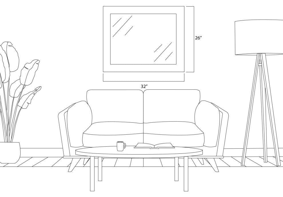 Porter Framed Wall Mirror, Black, 26"x32"