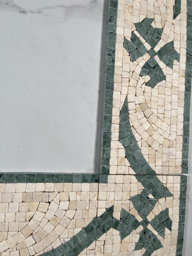 Marble Mosaic Border Listello Accent Tile Clover Green 4.7x12 Polished, 1 piece