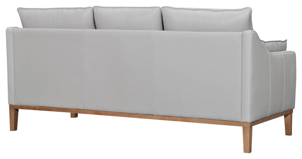 Pompeii 87" Dark Brown Leather Sofa, Dove Gray