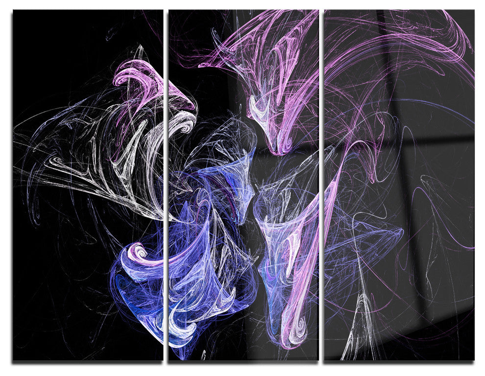 "Billowing Smoke Blue Purple" Digital Metal Wall Art, 3 Panels, 36"x28"