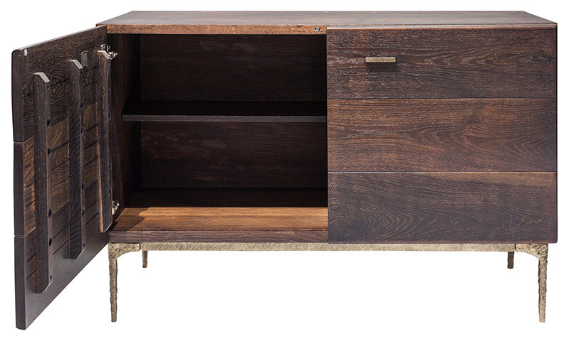 Kulu Seared Oak and Gilded Bronze Cast Iron Legs Sideboard Buffet