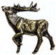 Walking Elk Left Facing Cabinet Knob, Antique Brass