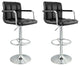 Hexagrid Pu Height Adjustable Bar Stool With Arms in Black, Set of 2