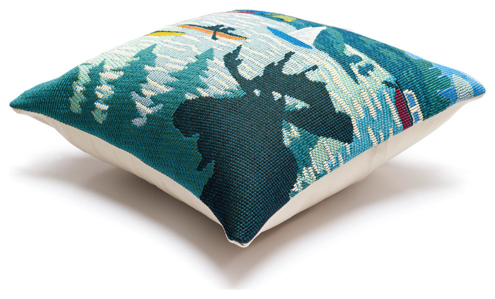 Marina Lake Life Indoor/Outdoor Pillow Blue 18"x18"