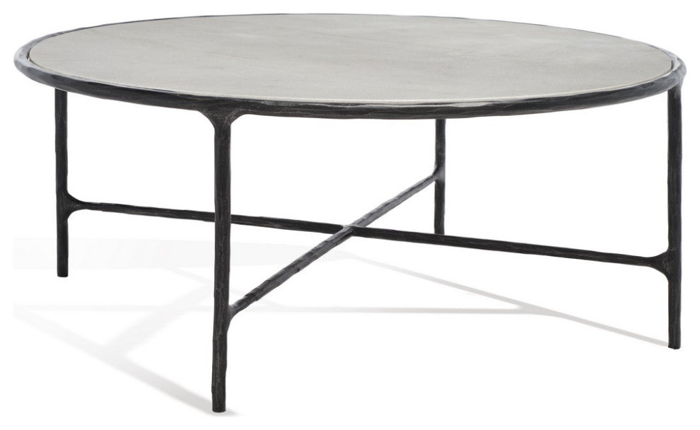 Safavieh Couture Jessa Round Metal Coffee Table, Black/White