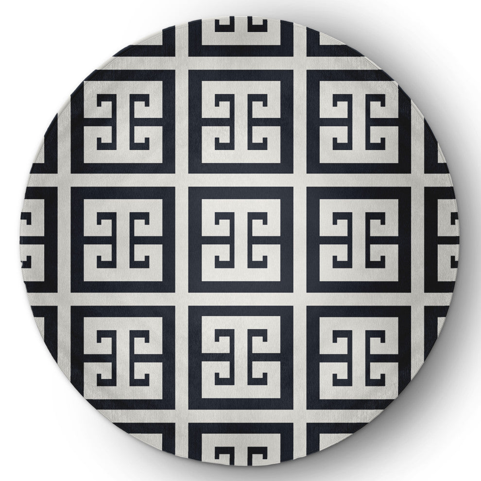 Greek Key Patterned Chenille Rug