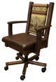 Barnwood Style Timber Peg Upholstered Office Chair, Dusk, Bear Run and Quarter Espresso
