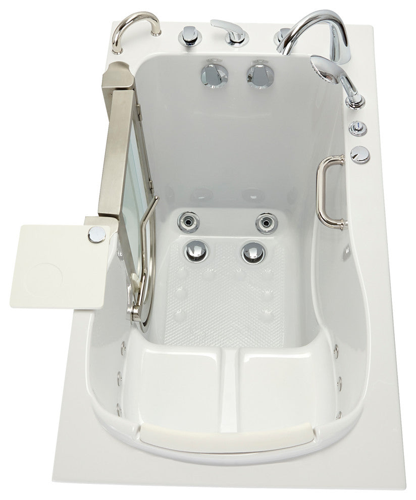 Ella Royal 32"x52" Acrylic Massage Walk-In Bathtub Inward Swing Door, Dual Drain