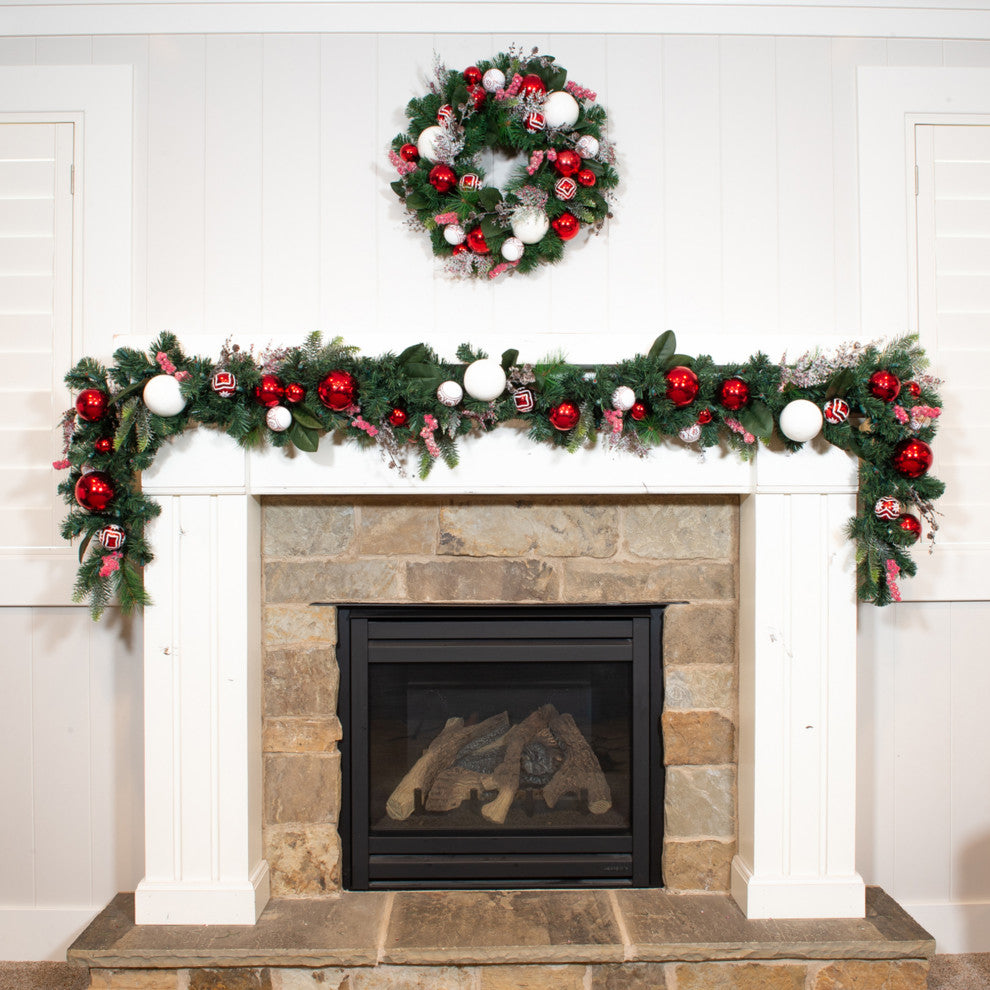 24" Lighted Christmas Wreath, Nordic