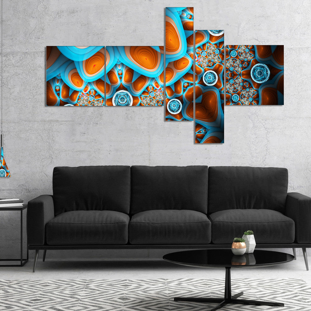 Brown Extraterrestrial Life Forms, Floral Canvas Art Print, 60"x32", 5 panels