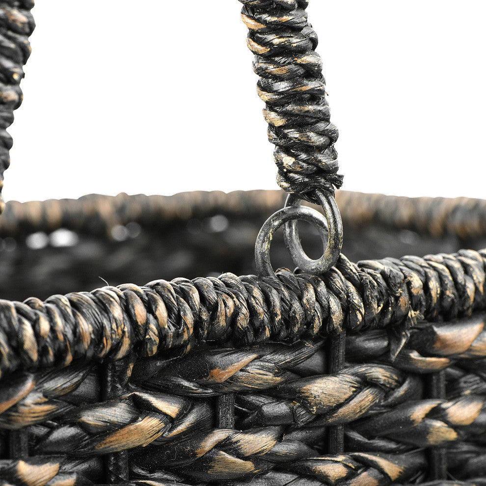 Woven/Bangkuan Stair Basket With Handles, Black