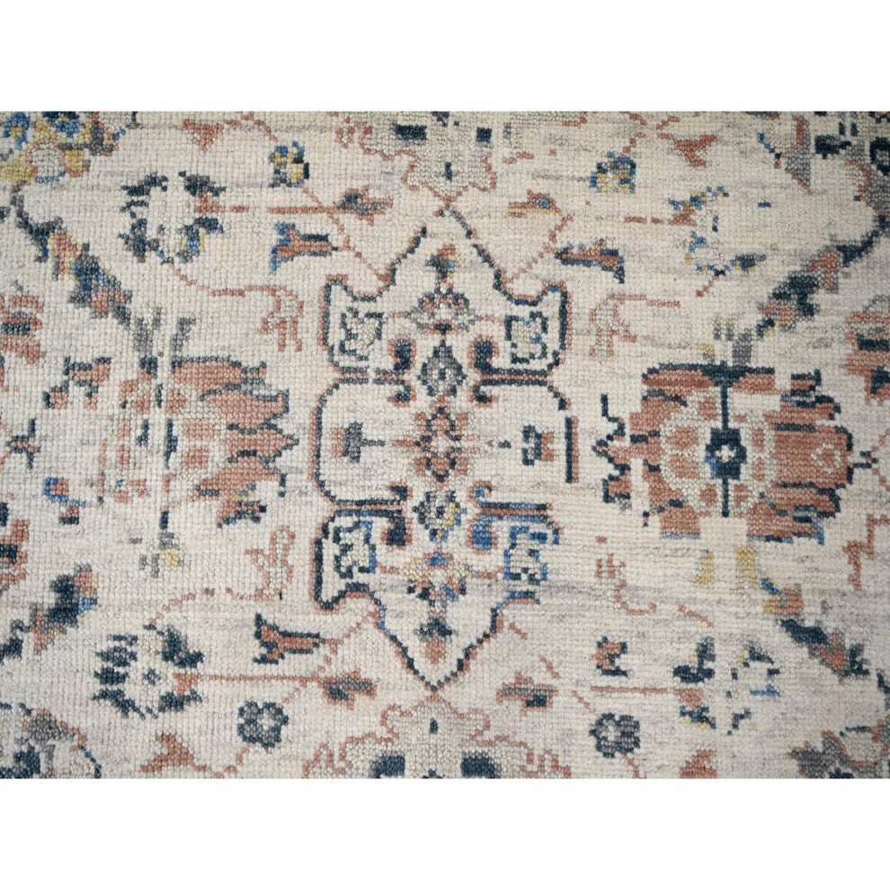 Ivory Mahal Design 100% Wool Hand Knotted Oriental Rug, 11'10"x17'8"