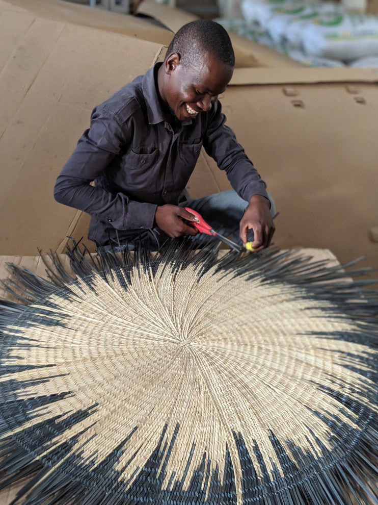 Global Crafts Sun Circle Wall Decor, Artisan Crafted, Malawi, Charcoal Burst