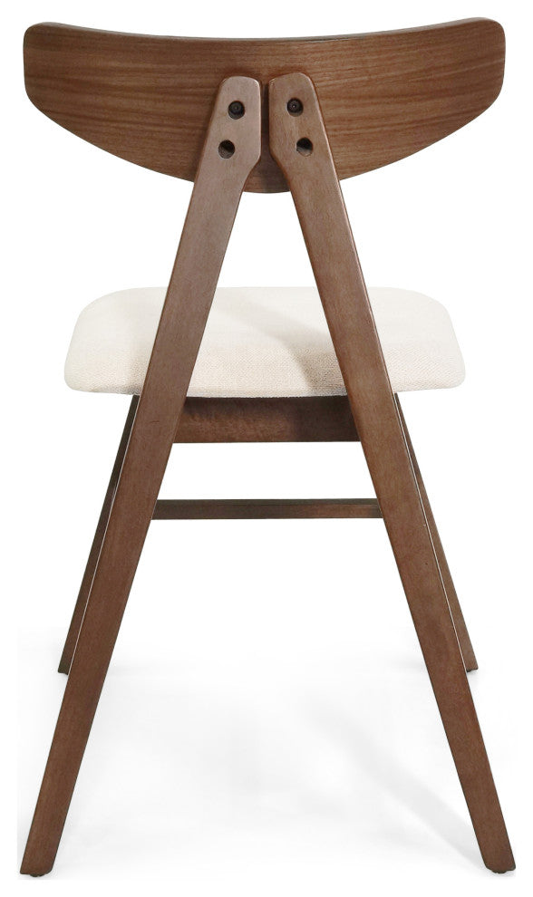 Sunapee Fabric Upholstered Wood Dining Chairs, Set of 2, Light Beige + Natural Walnut