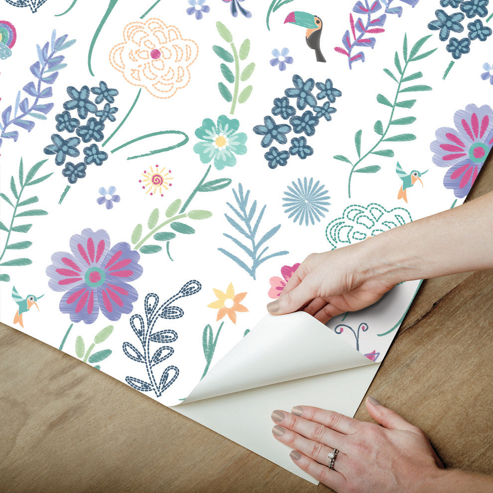 Disney Encanto White Embroidery Floral Peel and Stick Wallpaper
