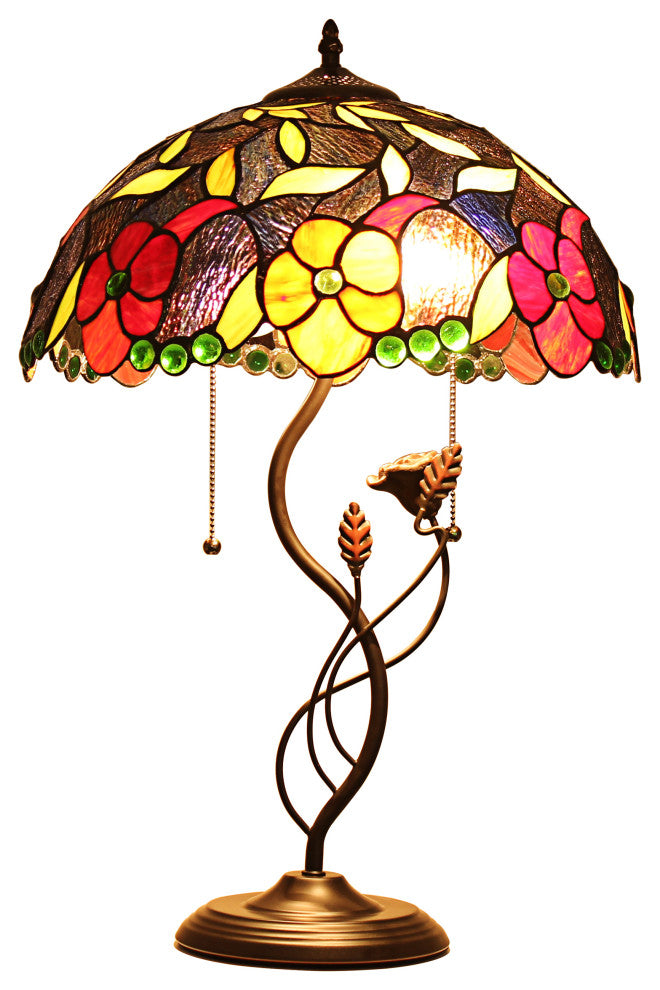 CHLOE Lighting MARIEBELLE Tiffany-Style Floral Stained Glass Table Lamp