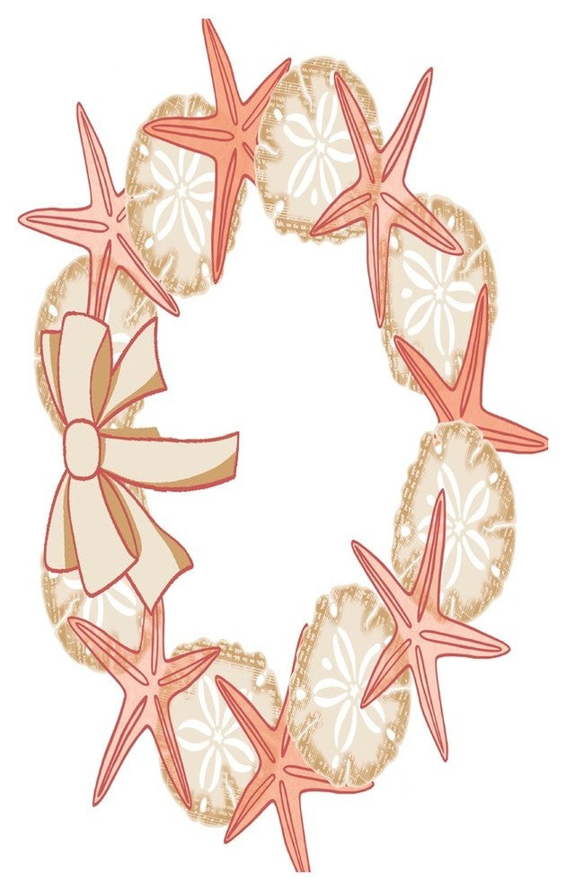 SS Wreath Decorative Holiday Geometric Print Bath Towel, Coral