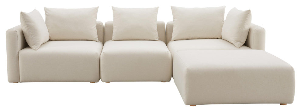 Hangover Cream Linen 4-Piece Modular Sectional - Cream