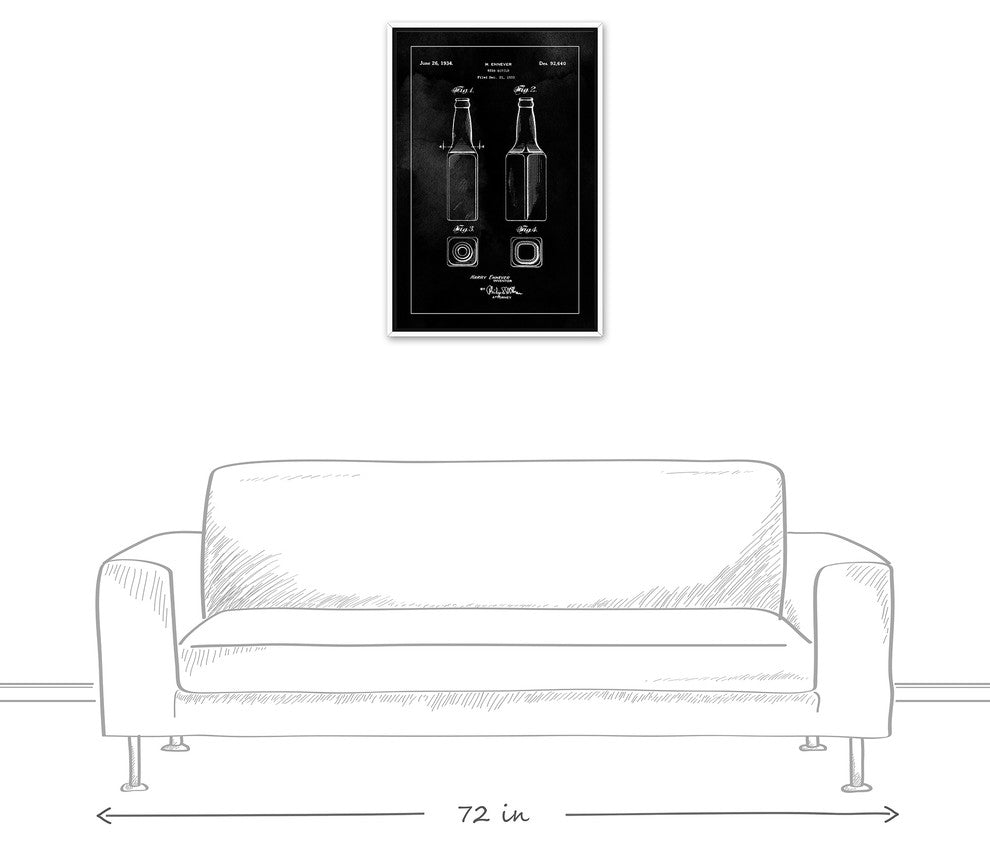 Beer Bottle Patent 1934 20x30 Black Floating Framed Canvas
