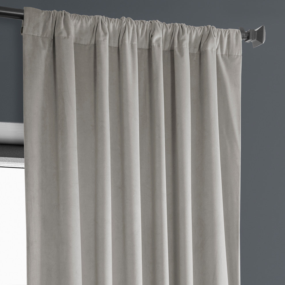 Heritage Plush Velvet Curtain Single Panel, City Gray, 50"x108"