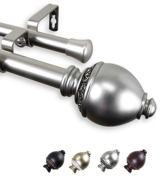 Anthea 1" Double Curtain Rod, Satin Nickel, 66-120"