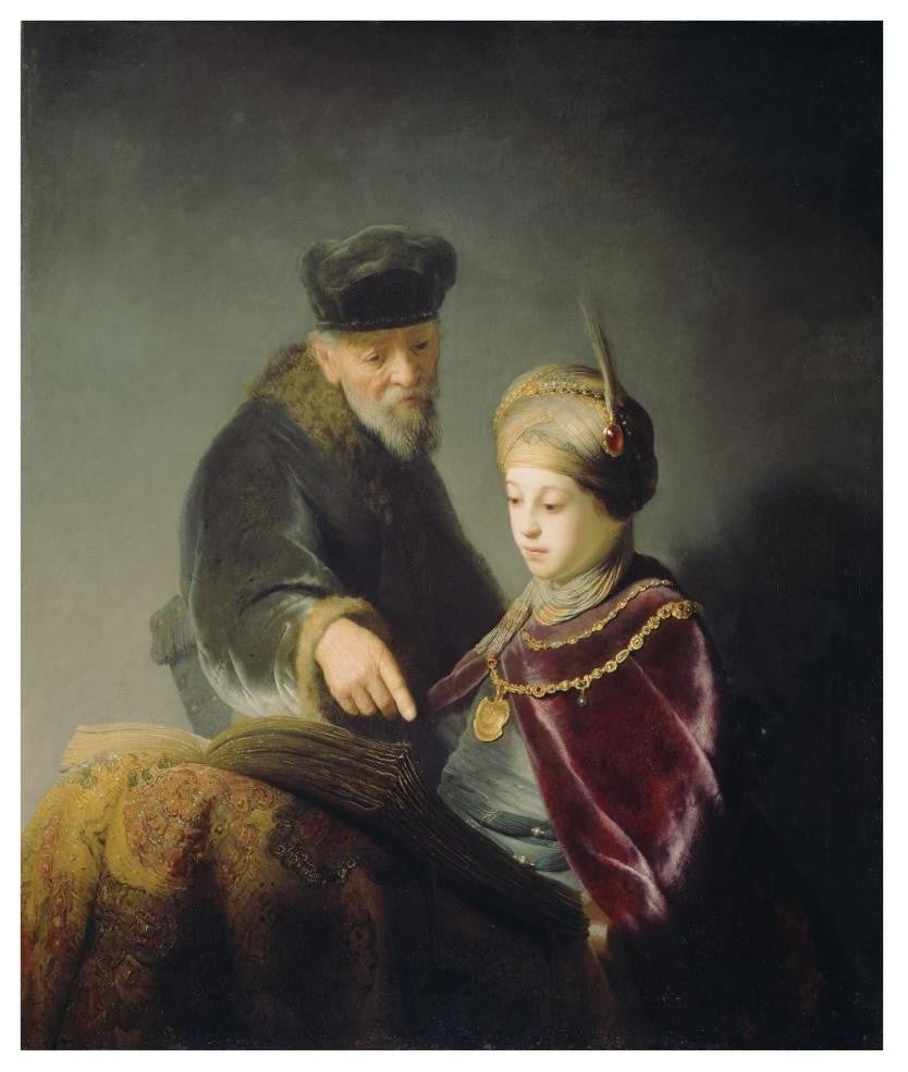 "A Young Scholar and his Tutor" Paper Art, 32"x38"