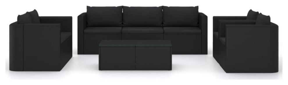 Vidaxl 9 Piece Garden Lounge Set With Cushions Poly Rattan Black