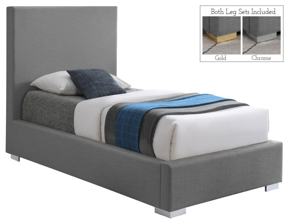 Crosby Linen Upholstered Bed, Gray, Twin