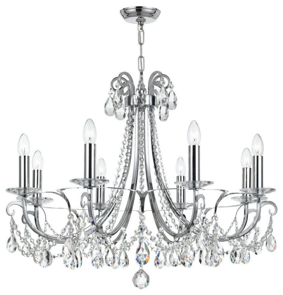 Othello 8-Light 25" Transitional Chandelier in Polished Chrome with Clear Hand
