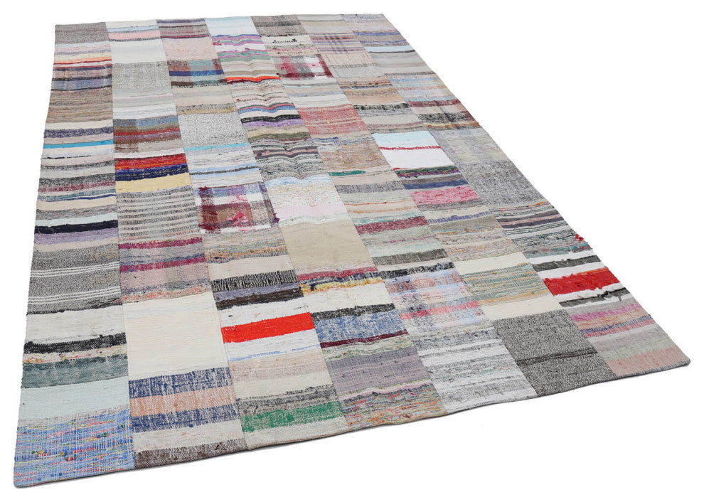 Rug N Carpet - Handmade Oriental 6' 7'' x 9' 10'' Unique Patchwork Kilim Rug