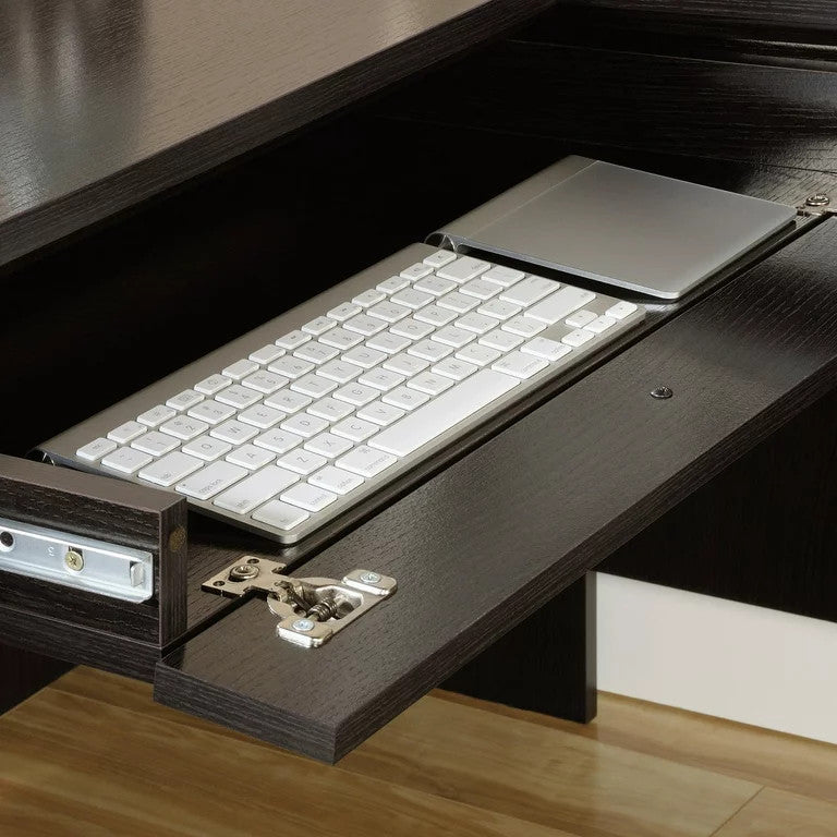 Traditional Desk, Single Door Cabinet & Drawers With Framed Accents, Wind Oak