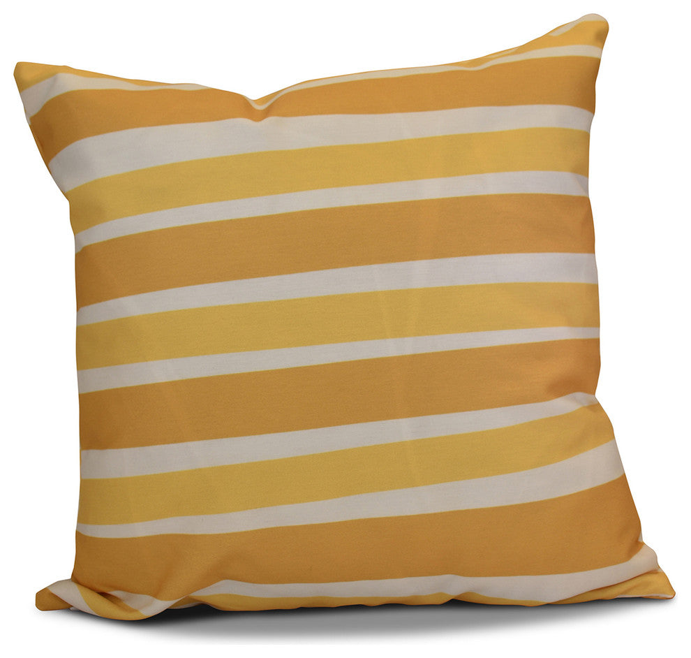 Decorative Holiday Pillow, Striped, Gold, 16"x16"