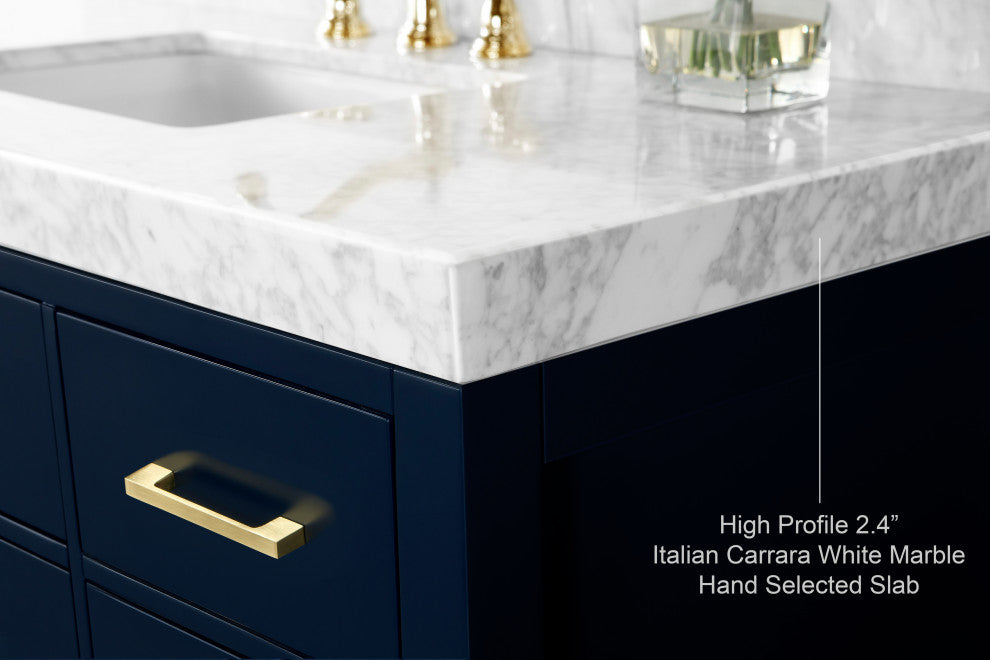 Elizabeth Bath Vanity, Heritage Blue, 60", Gold Hardware, No Mirror
